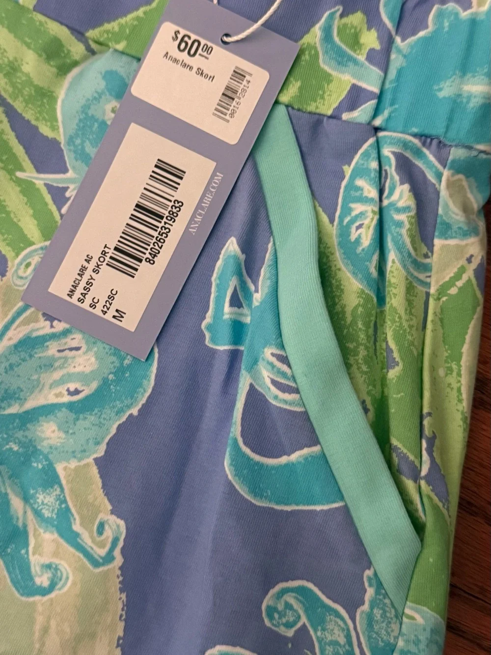 Anaclare Sassy SC skort nautical Scallop Hem Skort blue green NEW
